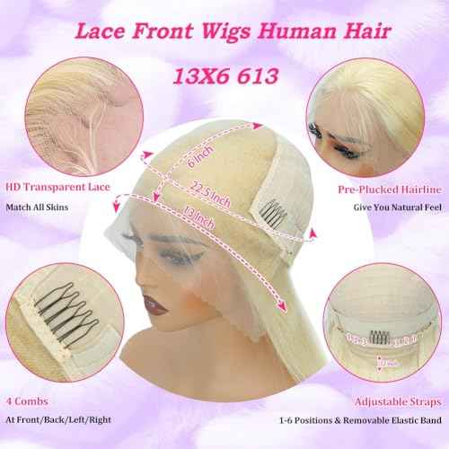613 Lace Front Wig Human Hair Blonde Wig Human Hair For Women 180 Density HD Lace Front Wigs Human Hair Pre Plucked Straight Wigs Human Hair 13x6 Honey Blonde Wig Lace Frontal Wig 28 Inch