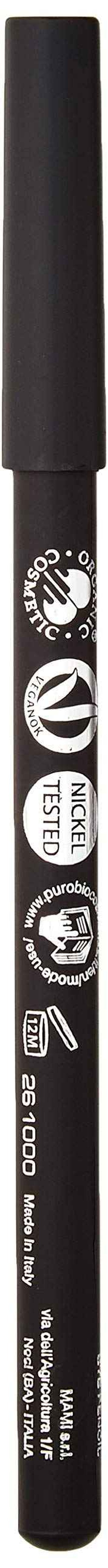 PuroBIO Certified ORGANIC High-pigmented and Long-Lasting Extra Black Eyeliner. Made with Coconut, Jojoba, Avocado, Baobab Oil, Vitamin E. ORGANIC.VEGAN. CRUELTY-FREE.NICKEL TESTED, MADE IN ITALY