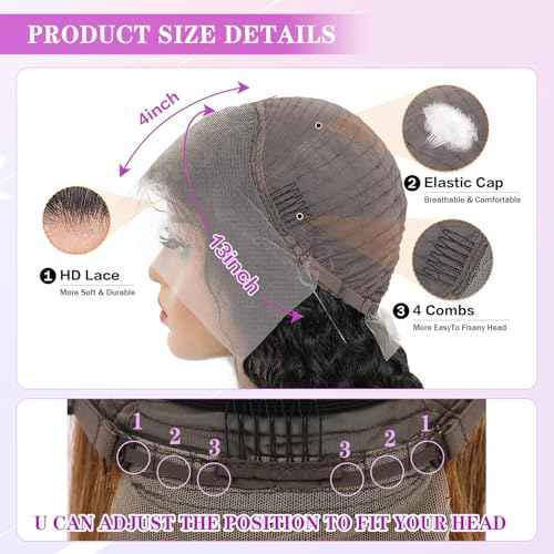 Ombre Lace Front Wig Human Hair 4/27 13x4 HD Body Wave Highlight Lace Front Wig Human Hair Pre Plucked With Baby Hair 180% Density Glueless Lace Front Wigs Human Hair28 Inch
