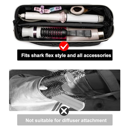 Hair Tools Travel Bag for Shark Flexstyle Dyson, Quilted Case Organizer Bag, Gift for Women Hair Accessories Storage Bag, Travel Hairdryer Portable Bag for Women, Black