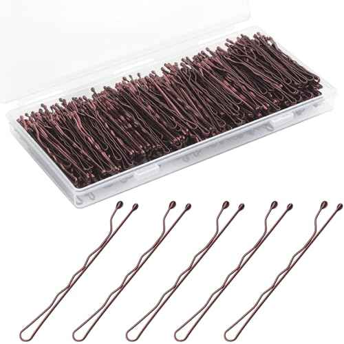 300 Pcs Bobby Pins Brown for Women and Girls, Reusable Invisible Wave Non Slip Brown Hair Pins, 2Inches Bulk With Storage Box