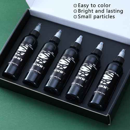 Mummy USA Custom Tattoo Ink Greywash Set,5 Bottles(4oz Each),Evenly Long Lasting Vibrant and Bright, No Irritation(4oz)