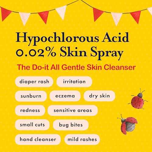 Hypochlorous Acid Spray For Kids - Soothes Diaper Rash, Baby Acne, Eczema, Cuts & Scrapes - Baby & Kids Skin Soothing Spray for Sensitive Skin, Non-Toxic, No Sting, 4 oz