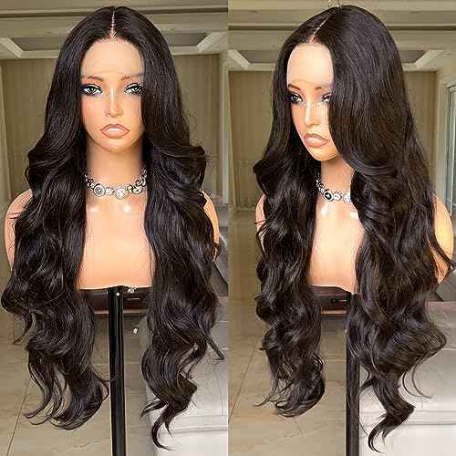30 Inch Lace Front Wig Body Wave Wig Pre-Plucked with Baby Hair Natural Color Glueless Wig for Women Curly Wave Synthetic Lace Front Wig