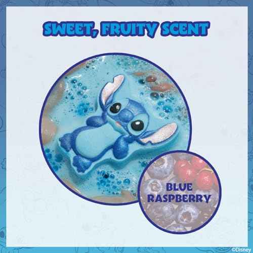 Stitch Bath Bombs for Kids, Fun Bright Rainbow Colors, Raspberry Scented for Kids, Ages 3+, by Townley Girl