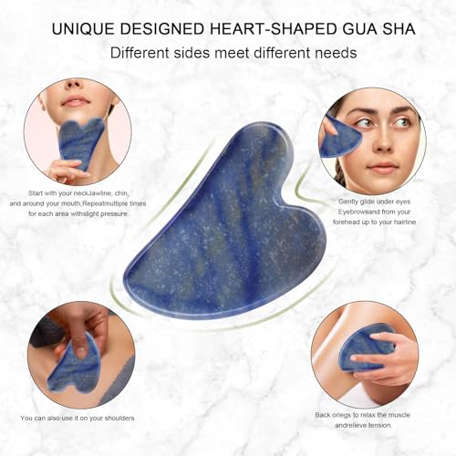 Jade Roller for Face, Facial Roller Massager Skin Care Tool, Gua Sha Facial Tools for Face, Neck, Eyes, Reduce Puffiness of The Skin(Blue)