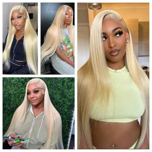 613 13x6 Lace Front Wig Human Hair 200 Density Blonde Wig Human Hair 613 HD Lace Frontal Wigs Human Hair Pre Plucked HD Lace Frontal Wig Straight Glueless (28 Inch)