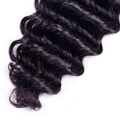 Odir Brazilian Deep Wave Human Hair 1 Bundle 28 Inch Unprocessed 9A Brazilian Deep Wave Virgin Human Hair Weave Bundles Deep Curly Hair Natural Color