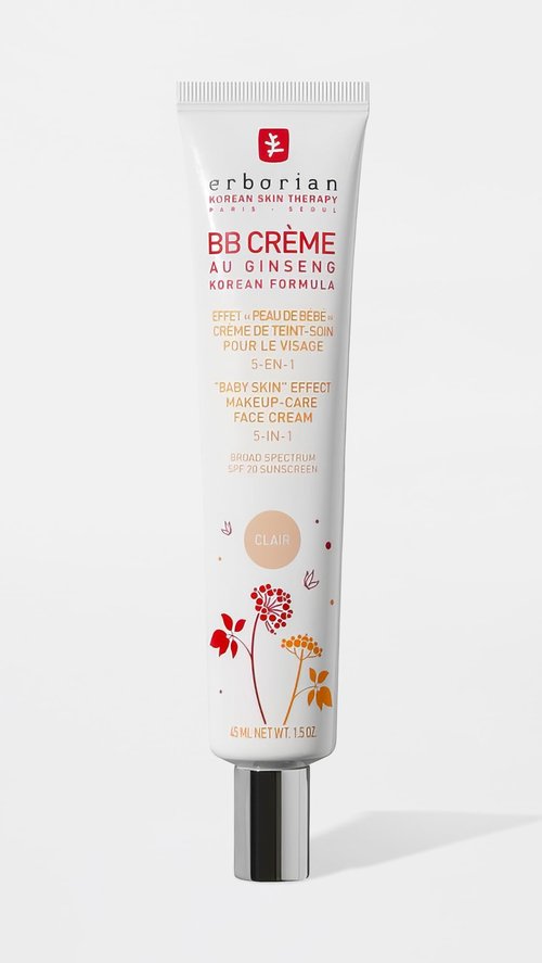 Erborian BB Cream with Ginseng, Fair (Clair) - Lightweight Buildable Coverage with SPF 20 & Ultra-Soft Matte Finish Minimizes Pores & Imperfections - Korean Face Skincare - 1.5 Oz