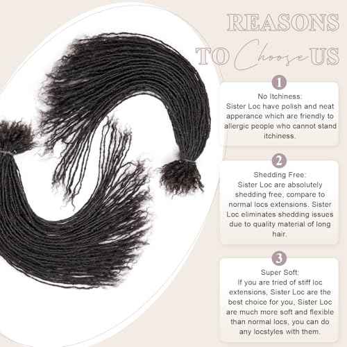 Originea Micro Locs Extesnions Human Hair 0.2cm Thickness Sisterlocks Curly Tips, Full Handmade Interlocking Permanent Soft Dreadlock Extensions Natural Looking Locs (1B# 0.2cm, 8 Inch 120 Strands)