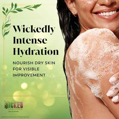 Olay Body Wash for Women, Wickedly Wonderful Elphaba¡¯s Edition, Intensely Hydrating & Renewing, Pro-Hyaluronic Acid Serum with Vitamin B3, For All Skin Types, Cashmere Woods & Lime Scent, 20 fl oz