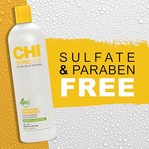 CHI ShineCare Smoothing Shampoo, Transforms Dull Hair Adding Instant Shine And Hydration, Sulfate, Paraben, & Cruelty-Free, 25 Oz