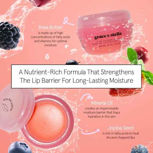 grace & stella Award Winning Lip Butter - Lip Balm Hydrating - Nourishing Lip Mask (3-pack) Airplane Travel Essentials, Beach Vacation and Purse Essentials - Lip Moisturizer for Dry Lips - Vegan