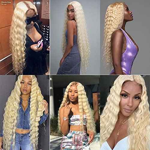 613 Blonde Bundles Deep Wave Bundles Human Hair 22 24 26 Inch Brazilian Virgin Hair Honey Blonde Deep Wave Bundles Human Hair Extensions 3 Bundle 50 Gram Per Bundle