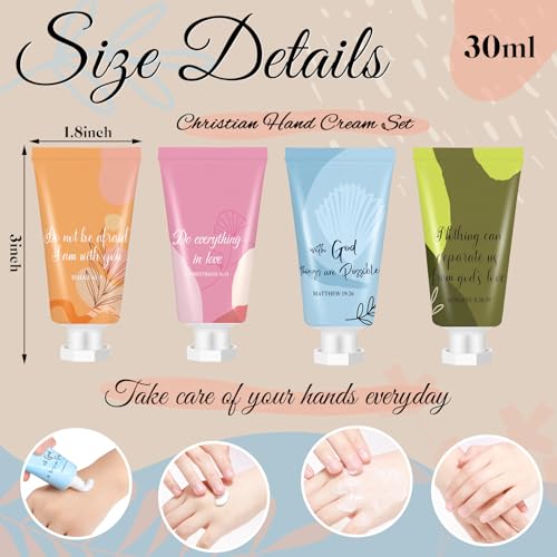 24 Pcs Christian Hand Lotion Bulk Gifts for Women Bible Verse Mini Travel Hand Cream Bulk Christmas Gifts for Stocking Stuffers, Homeless Church Appreciation Teachers Coworkers Appreciation Gifts