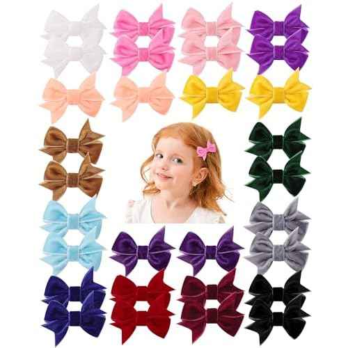doboi 30PCS Christmas Hair Bows Velvet Baby hair clips 2" mini bows for hair Fully Lined Hair Barrettes Alligators for Infants Toddlers