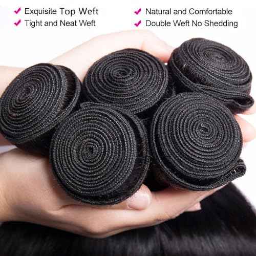 10A Straight Bundles Human Hair 22 24 26 Inch 100% Unprocessed Virgin Brazilian Straight Human Hair Weave 3 Bundles Natural Black Color