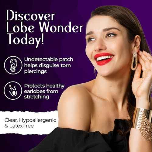 Lobe Wonder - The Original Ear Lobe Support Patch for Pierced Ears - Eliminates The Look of Torn or Stretched Piercings - Protects Healthy Ear Lobes from Tearing