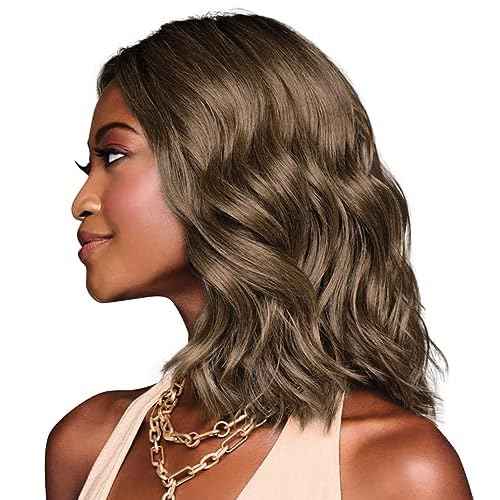Hairuwear Kim Kimble Jordan Shoulder-Length Layered Lob Cut Wig With Beachy Texture, Average Cap, MC11SS Butter Pecan