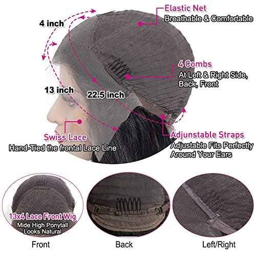 Lemoda Outlet Deals 13x4 Straight Lace Front Wigs Human Hair 180% Density 13x4 HD Transparent Lace Frontal Wig Pre Plucked 14A Brazilian Virgin Human Hair Wigs for Women 22 Inch