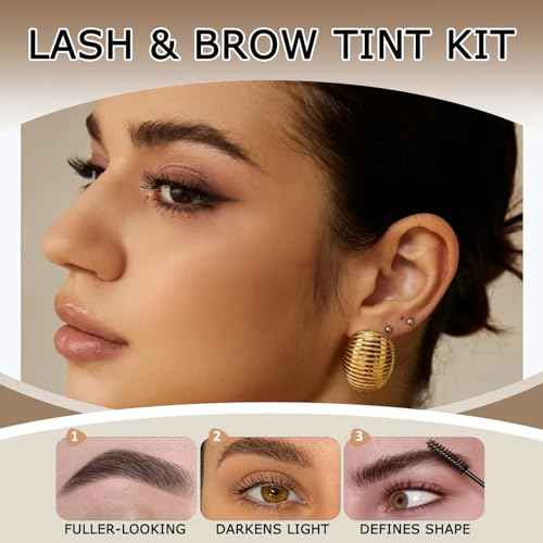 Brown Lash and Brow Color Kit Waterproof Eyelash Color with Natural Effects Gentle & Safe for Salon and Home Use