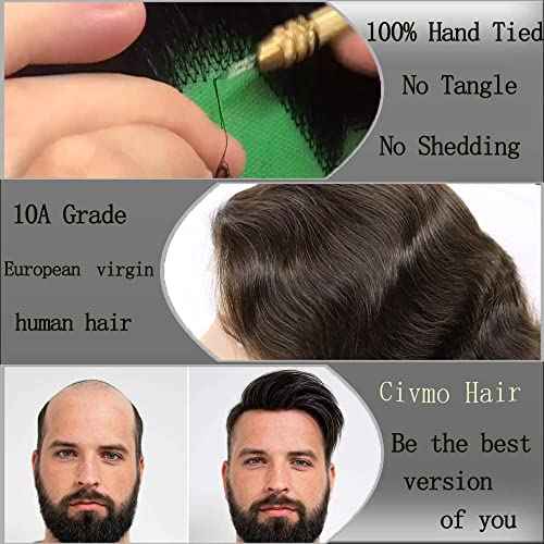 Men toupee Toupee for Men Undetectable Swiss Full Lace Men's Toupee European Human Hair Reaplacement Systems Hair Pieces Free Hairstyle 8X10 Inches(#17 Light Blonde Brown Color)