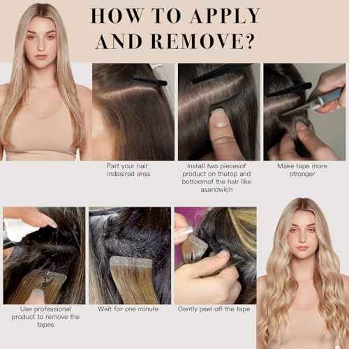 Tape in Hair Extensions £¬Real Human Hair Extension,Bleach and Caramel Blonde Human Hair 22 inch 20pcs 50g,Thick Ends Straight Seamless, Invisible Tape in Hair Extensions Human Hair