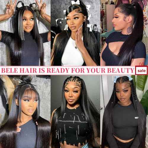 BELE 250% Density 13X4 HD Lace Front Wigs Human Hair Straight Lace Front Wigs Human Hair pre plucked Glueless Frontal Wigs for Women Natural Black (250 Density Straight Wig 18inch)
