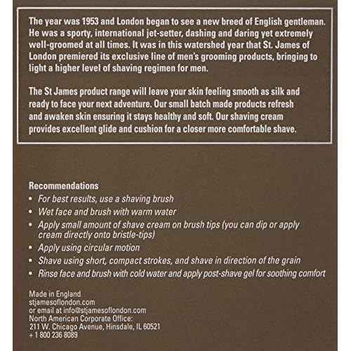 St James of London Sandalwood & Bergamot Shave Cream Jar, 5.07 oz