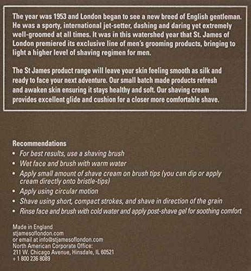 St James of London Sandalwood & Bergamot Shave Cream Jar, 5.07 oz