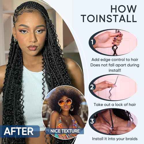 Human Braiding Hair for Boho Braids,150g 22 inch 6 Bundles Deep water Wave Bulk Boho Curly Human Hair for Braiding,Natural Color No Weft 12A Wet and Wavy Human Knotless Braiding Hair Extensions