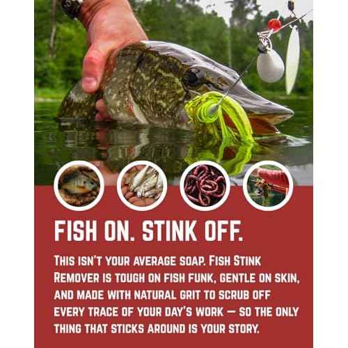 Fishermen¡¯s 4 Pack Soap Gift Set ? Great Smelling Heavy Grit Hand and Body Soap for Fishermen & Boaters ? Includes Topwater Fishing Lure & Sleeve ? Unique Fishing Gift for Men Who Love to Fish