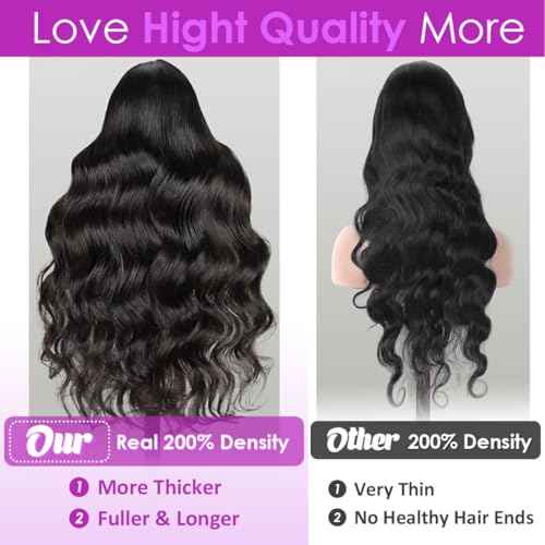 Body Wave Lace Front Wigs Human Hair 200% Density Glueless HD Transparent 13¡¿4 Lace Frontal Wigs Human Hair Brazilian Virgin Wig for Women Pre Plucked Bleached Knots with Baby Hair(22 Inch)