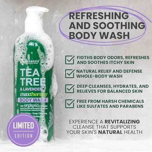 Tea Tree Lavender Body Wash MaxTherapy, Itchy Skin Relief, Antifungal Defense, Fights Body Odor, Soothes Jock Itch & Athlete's Foot, Intimate Wash, Men & Women, 16 fl oz, Limited Edition
