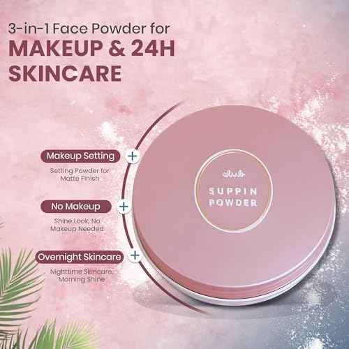 Club Suppin Translucent Pressed Powder Foundation & Overnight Skincare, Makeup Setting Powder & Face Finish POWDER with Shea Butter, Amino Acids& Aloe Extract by Japanese Skincare PINK PLUSH (2 pk)