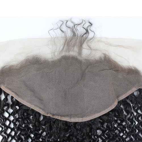 Dreambeauty Transparent Lace Color 13¡¿6" Lace Frontal Closure Kinky Curly Free Part Brazilian Remy Human Hair Pre-Plucked Natural Hairline Lace Frontal Closure with Baby Hair Natural Color (18 Inch)