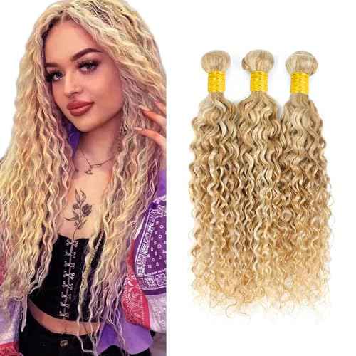 Blonde Bundles Human Hair #613 Water Wave Bundles 16 16 16 inch P27/613 Human Hair Bundle #27 and #613 Color