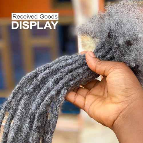 Salt and Pepper Loc Extensions Human Hair 0.6cm 8 Inch 30 Strands Nature Grey and Black Dreadlock Extensions Real Human hair for Women/Men/Kids Full Handmade Permanent Butterfly Gray locs