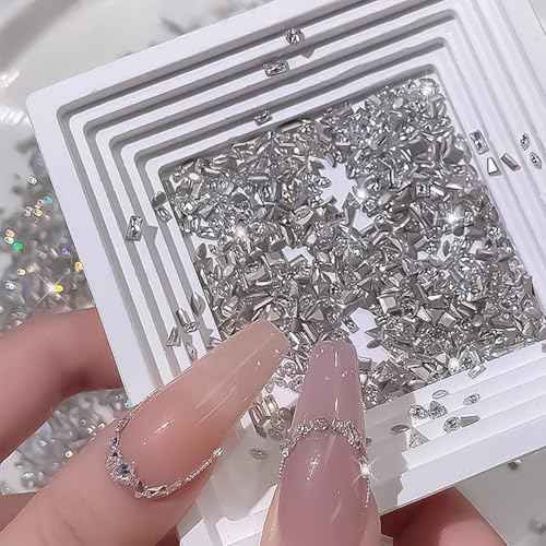 HNUIX Nail Rhinestones - 3D Multi Shapes, Flat Back, Mini Shiny Zircon Rhinestones, Caviar Beads, Crystals Nail Gems, for Nail Art