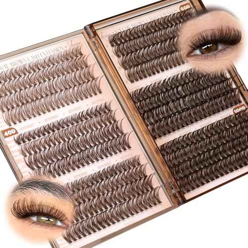 JIMIRE Brown Lash Clusters 6 Styles Mixed D Curly Eyelash Clusters Natural 476Pcs Fluff Cluster Eyelash Extensions Wispy Brown Cluster Lashes Extensions for Everyday Wear(30D+40D+50D+60D+80D+100D)