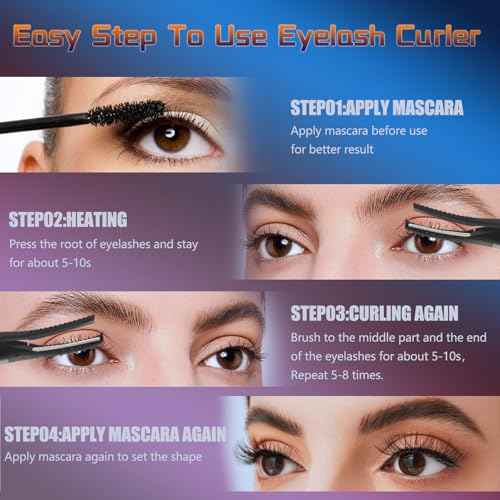 Heated Eyelash Curlers - 2 in 1 Clip- Type Electric lash Curler Best Seller 5S Heating Eyelash Curler LED Display 3 Temp Settings for Makeup Tools USB Rechargeable Natural Curling-Black