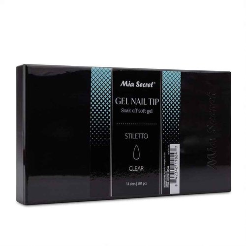 Mia Secret Soak off CLEAR Soft Gel Nail Tip MADE IN USA for Salon and DIY (Clear 504 Tips, Stiletto)