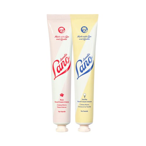 Lanolips Hand Cream Duo - Rose & Vanilla - Hydrating & Moisturizing Hand Cream for Dry Skin, Cracked Skin, Hands and Cuticles (2 x 1.69 oz)
