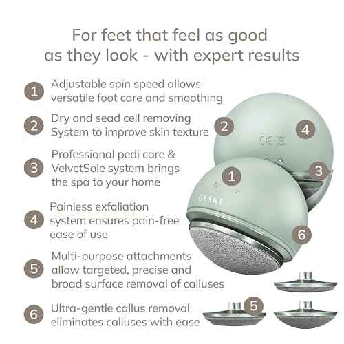 GESKE Electric Pumice Foot Smoothing Spinning Sphere | 8 in 1 | Electric Foot File & Exfoliator | 3 Pumice Stone Attachments | for Smooth Feet | Advanced Callus Removal |for Your Pedicure Set