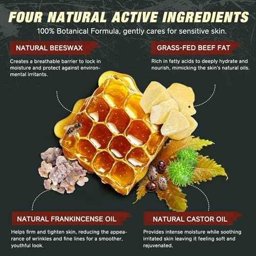 2 Pcak Beef Tallow Cream with Castor Oil and Frankincense, 100% Grass-Fed Tallow for Skin Care, Face & Body Moisturizer for Skin, Sensitive Skin & Dry Skin Age Defying, Eczema All-Purpose Balm