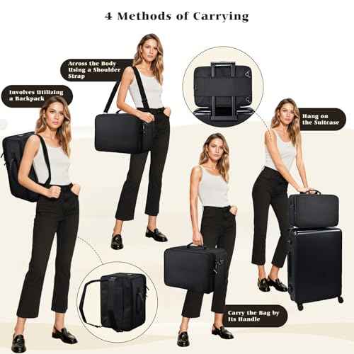 Costravio Makeup Bag Organizer Large Makeup Case Backpack Professional 2 Layers Cosmetic Storage Organizer Brush Slot with 3 Clear Set Bags for Makeup Artists with Shoulder Strap Adjustable Dividers