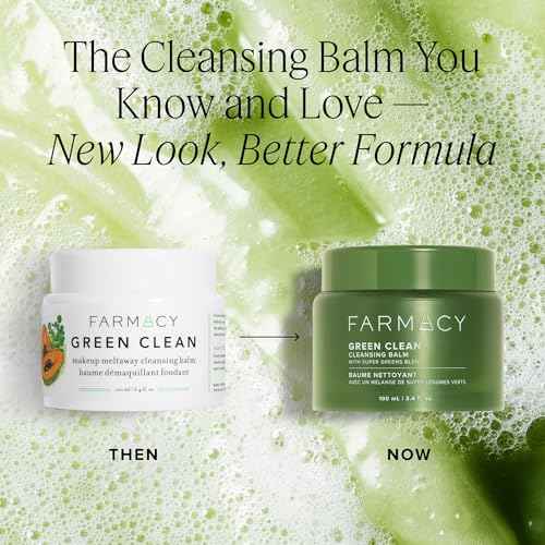Farmacy Makeup Remover Cleansing Balm - Green Clean Waterproof Makeup Remover Balm + Oil Cleanser for Face - Gently Removes Make Up + SPF while Hydrating Skin (30ml)