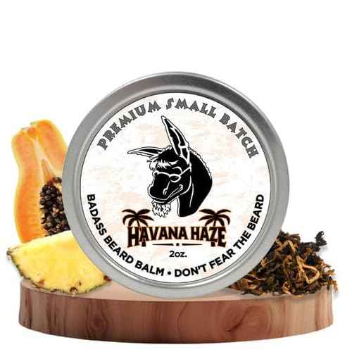 Badass Beard Care Beard Balm - The Havana Haze, 2 Ounce - All Natural Ingredients, Keeps Beard and Mustache Full, Soft and Healthy, Reduce Itchy and Flaky Skin, Promote Healthy Growth