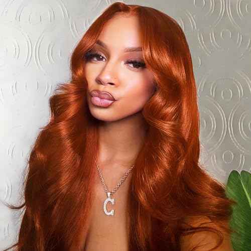 Ginger Orange Body Wave Human Hair Bundles with 4x4 HD Lace Closure 100% Brazilian Unprocessed Hair Colored Bundles and Closure Free Part 16 18 20+16 Inch