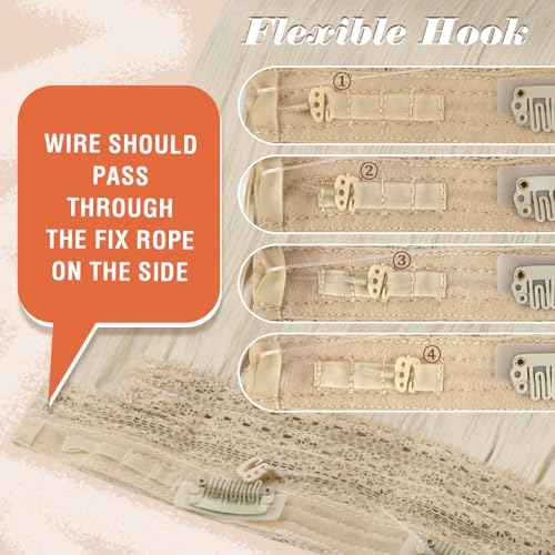 Sunny Hair Wire Hair Extensions Real Human Hair Fish Line Human Hair Extensions Invisible Wire Extensions Platinum Blonde #60 18 Inch